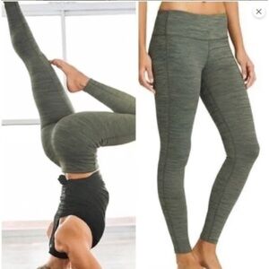 Athleta Chaturanga olive with color stitch leggings size medium